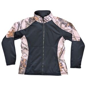 Yukon Gear Medium Black Zip Up Pink Camo Panel Utility Jacket‎